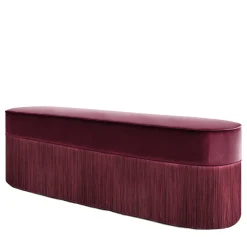 Panca con Frange in Velluto Bordeaux di Lorenza Bozzoli
