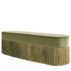 Panca con Frange in Velluto Verde di Lorenza Bozzoli