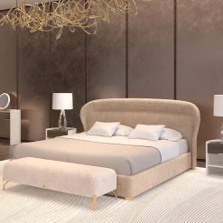 Panca imbottita Flare 02 beige con gambe metalliche