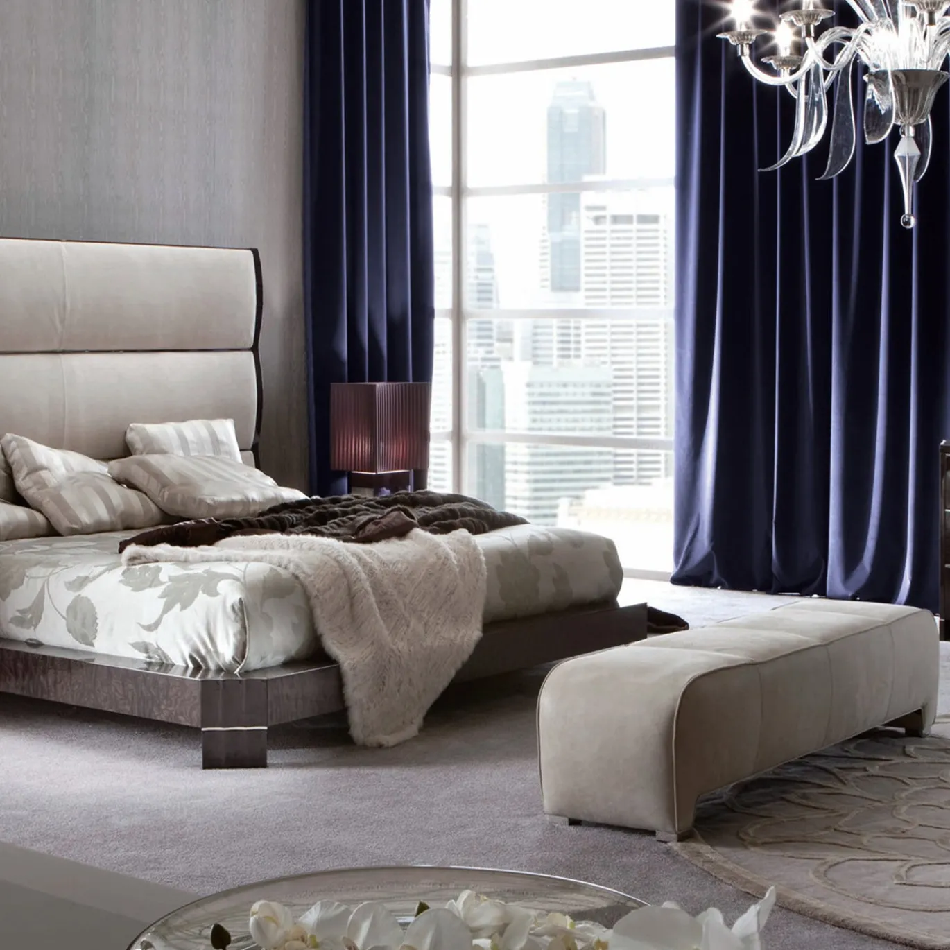 Panca in pelle Nabuk beige