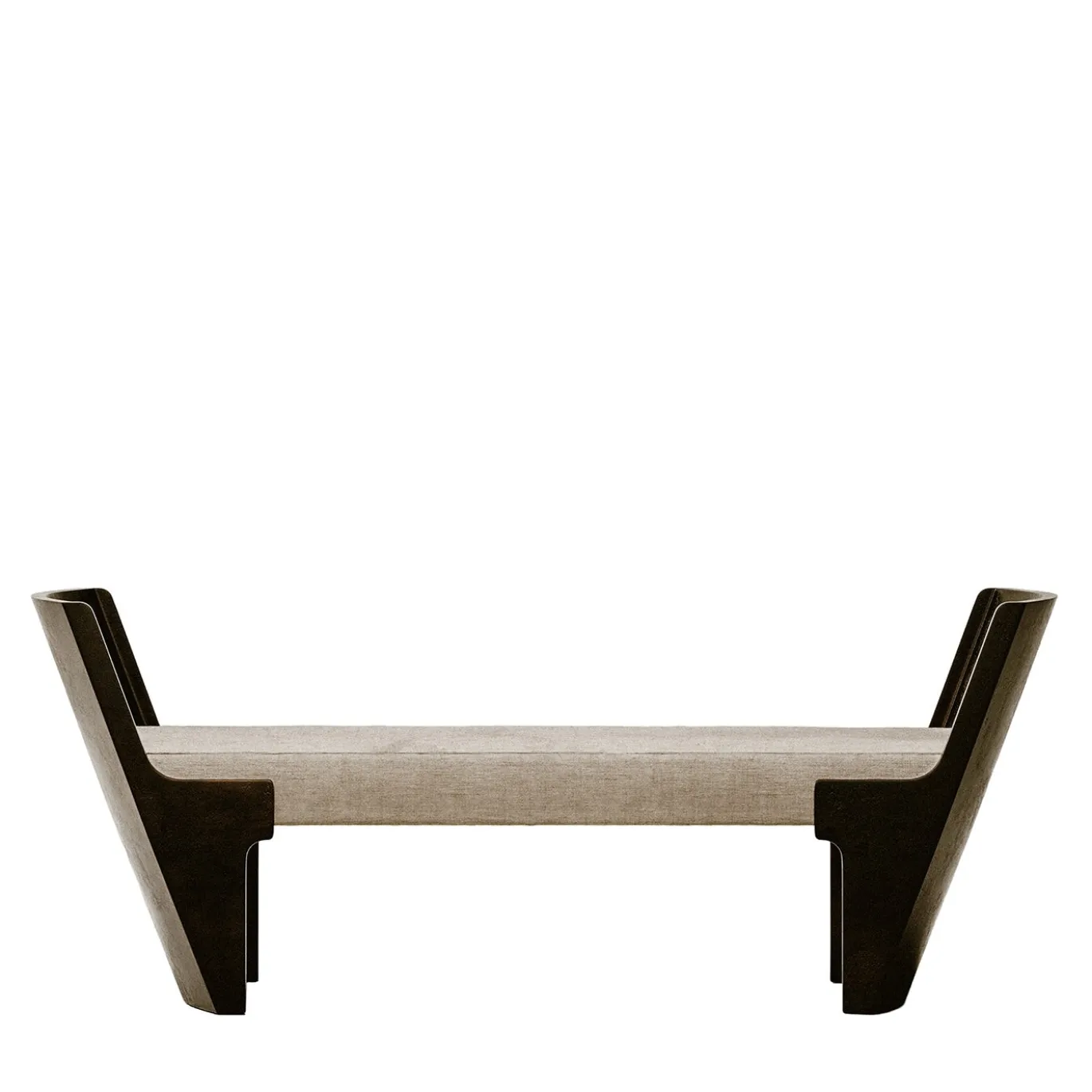 Panchina AR05 in bronzo con rivestimento in lino