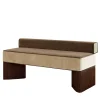 Panchina in velluto beige e marrone Tria con frange