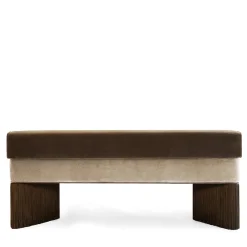 Panchina in velluto beige e marrone Tria con frange