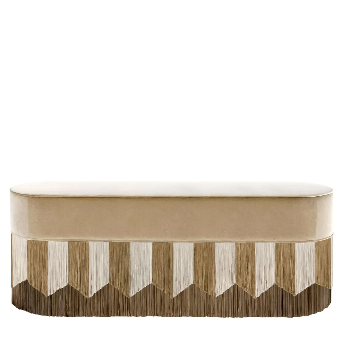 Panchina in velluto beige Plissé