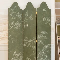 Paravento Moro Verde Scuro con Motivo Chinoiserie
