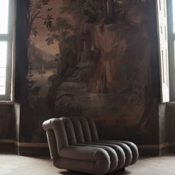 Periscopio - Sedia da salotto in pelle nabuk grigio scanalato di Studiopepe