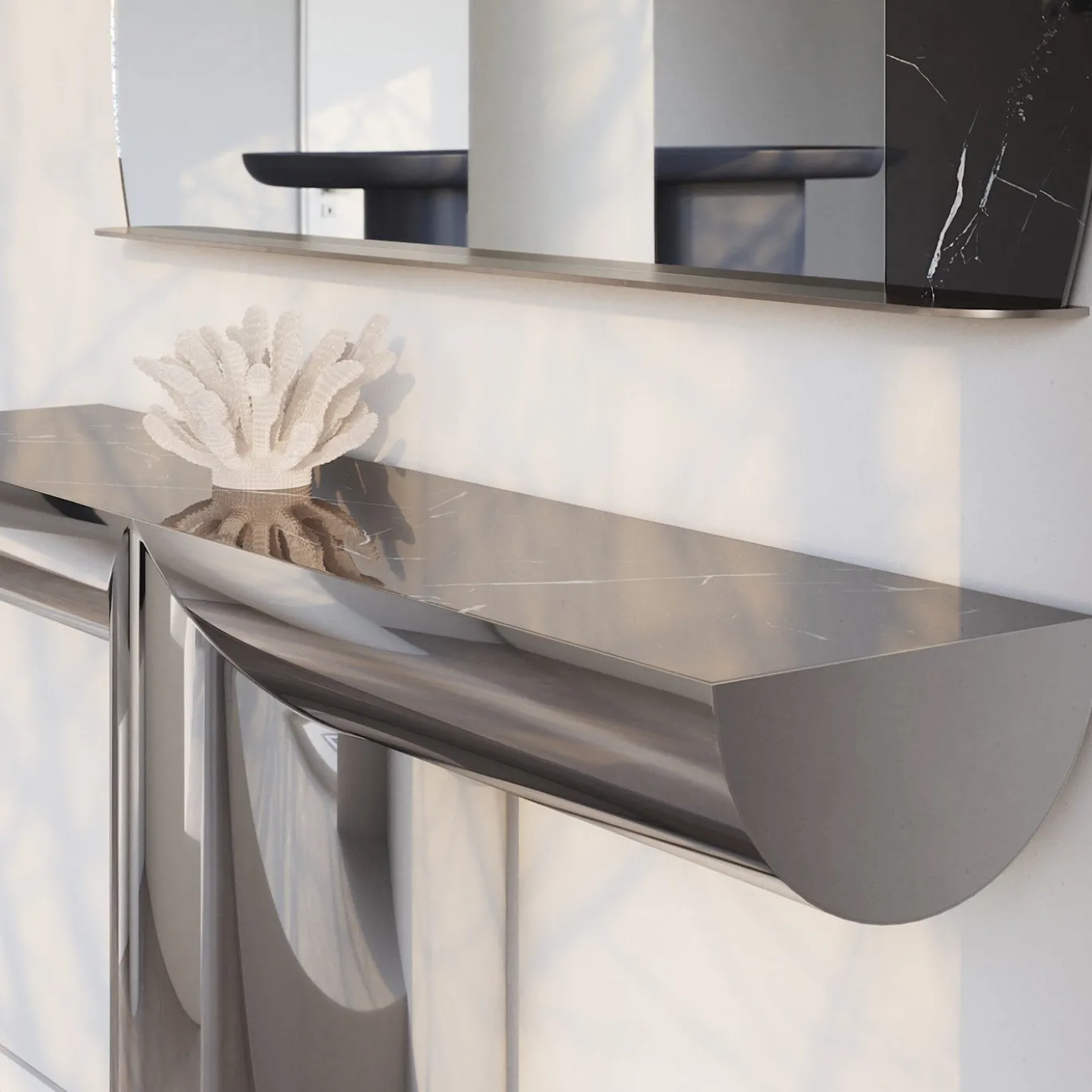 Perseo Sahara Noir Console con piano in ceramica