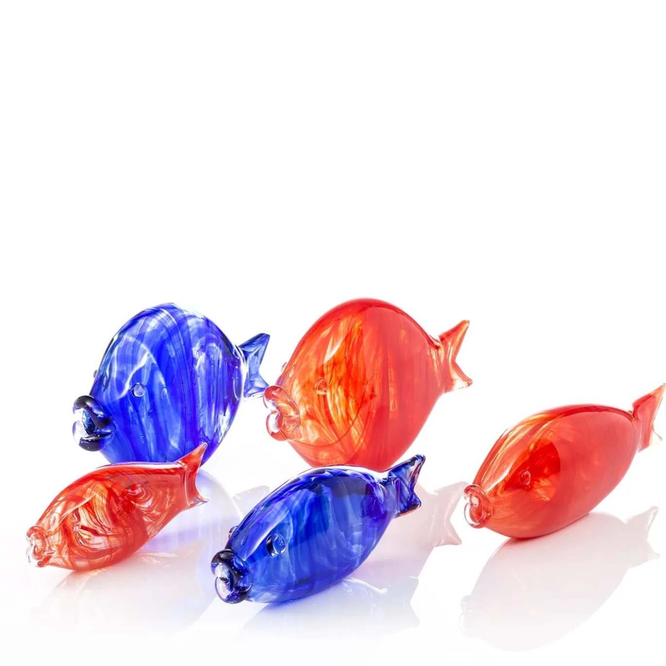 Pesce medio in vetro di Murano blu