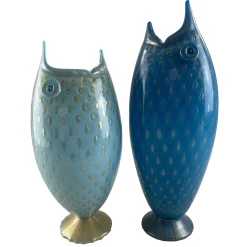 Pesce Vaso zoomorfo in vetro blu