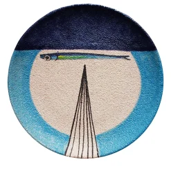 Piatto Decorativo da Parete Alici in Ceramica Blu