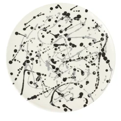 Piatto decorativo in ceramica bianca e nera
