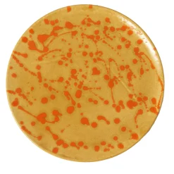 Piatto decorativo in ceramica arancione e caramello