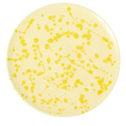 Piatto decorativo in ceramica giallo e crema
