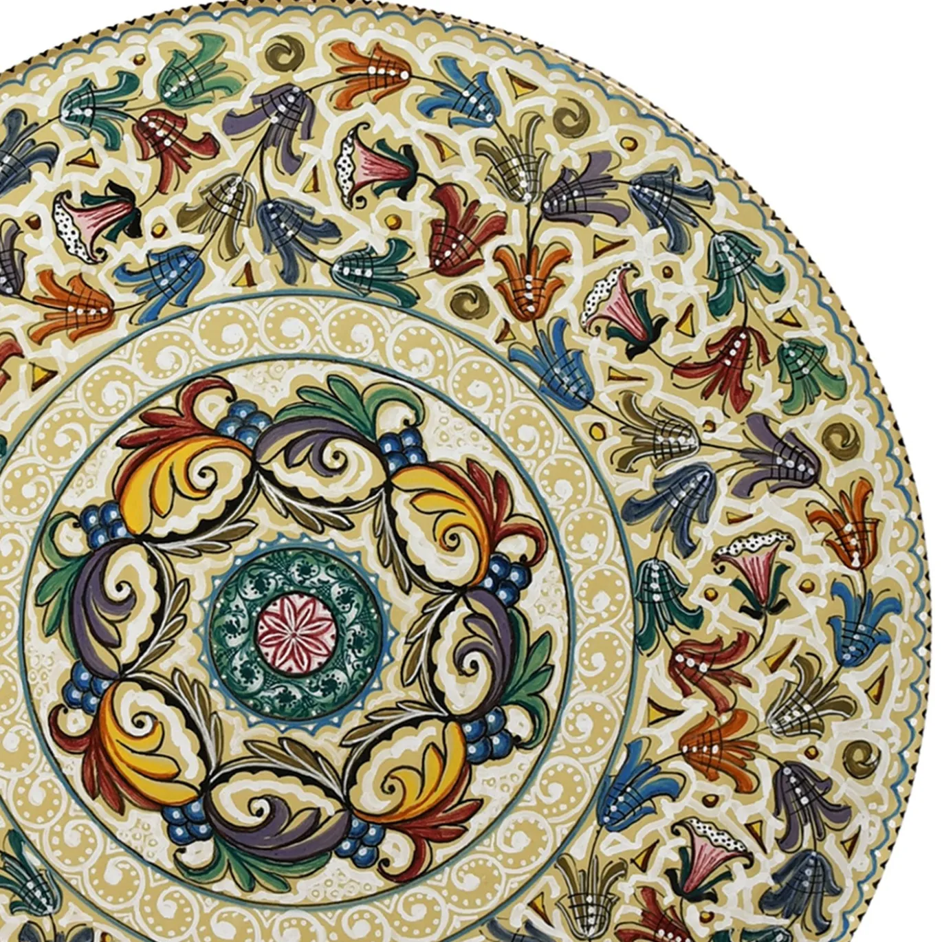 Piatto Decorativo in Ceramica Policroma con Motivi Rinascimentali #2