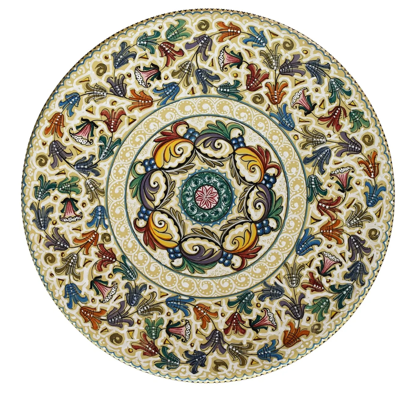Piatto Decorativo in Ceramica Policroma con Motivi Rinascimentali #2