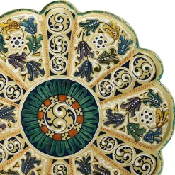 Piatto Decorativo in Ceramica Policroma a Forma di Fiore