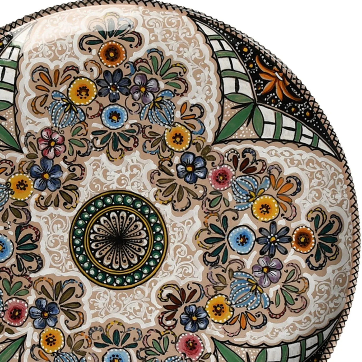 Piatto Decorativo in Ceramica Policroma con Motivo Floreale #2