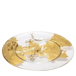 Piatto Decorativo in Vetro Oro Libellula Aurora