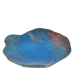 Piatto Decorativo Nuvola Turchese in Ceramica di Nino Basso