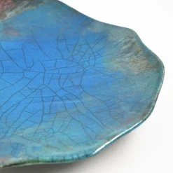Piatto Decorativo Nuvola Turchese in Ceramica di Nino Basso