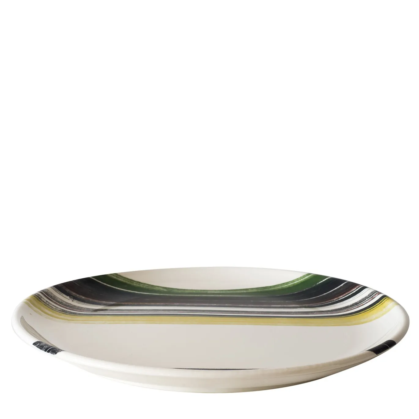 Piatto decorativo rotondo in ceramica con motivo a righe artistiche 2