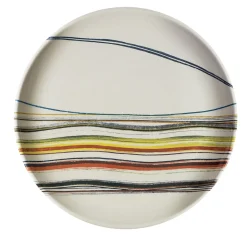 Piatto decorativo rotondo in ceramica con motivo a righe artistiche 1