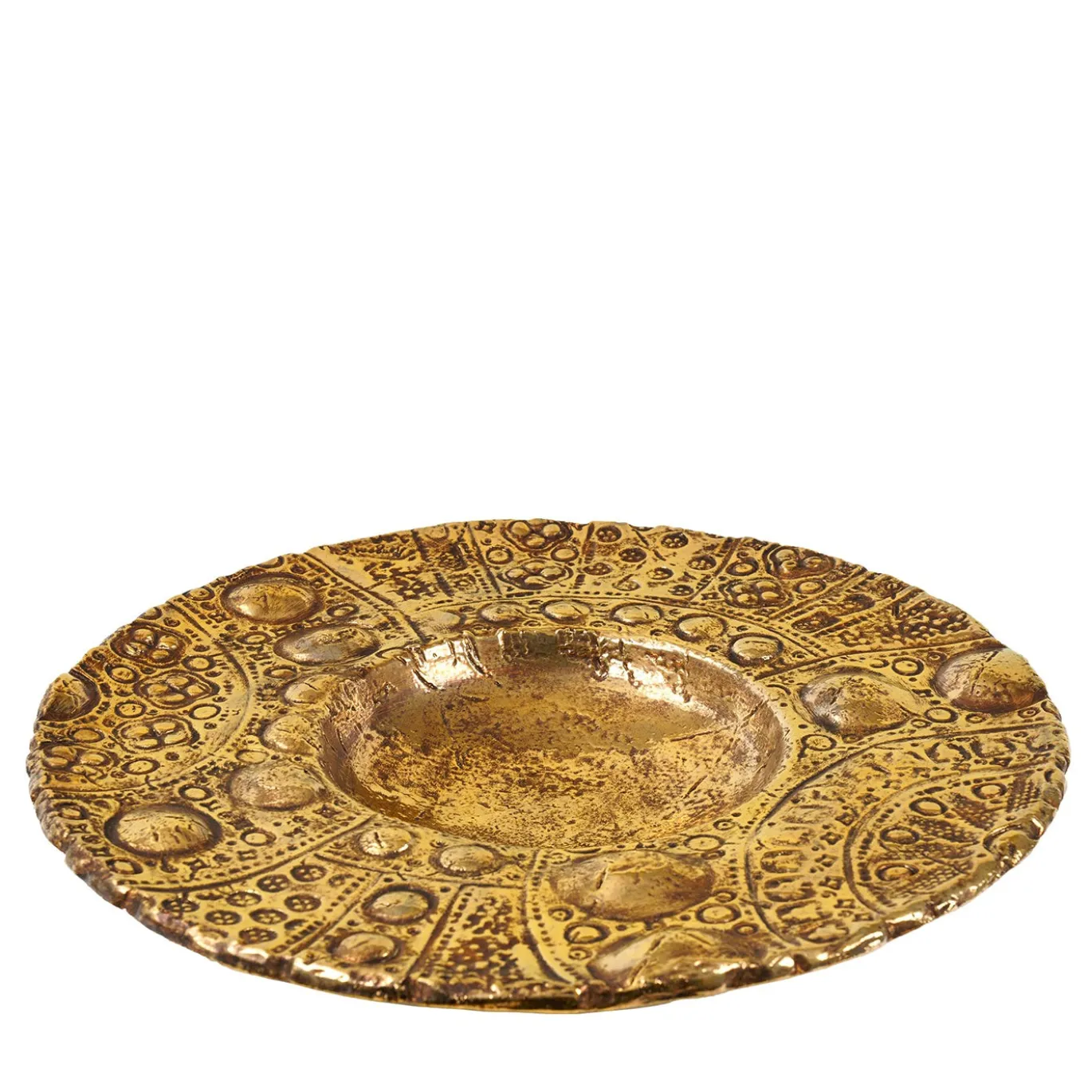 Piatto Grande Lys in ceramica oro di Gabriele Mengoni