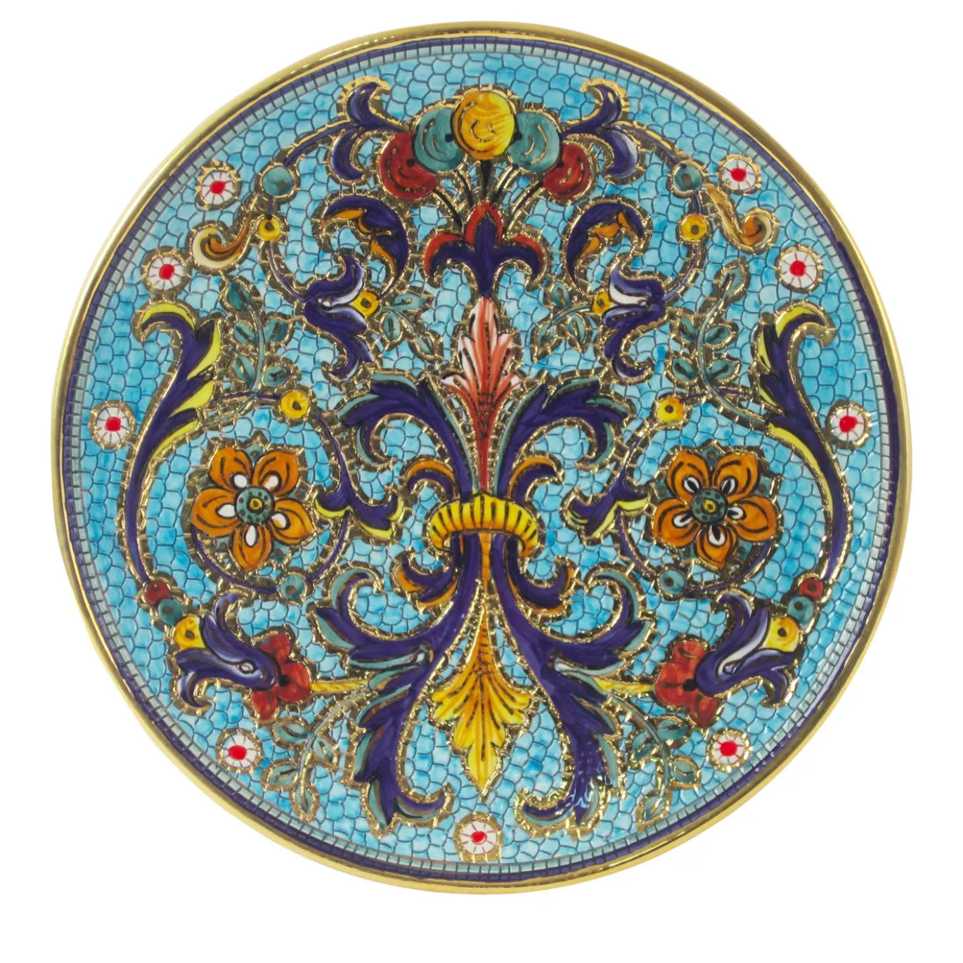 Piatto rotondo blu mosaico
