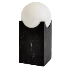 Piccola lampada da tavolo Eclipse in marmo nero di Marquina