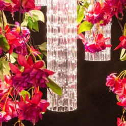 Piccolo lampadario rotondo a cascata Flower Power Pink