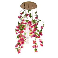 Piccolo lampadario rotondo a cascata Flower Power Pink