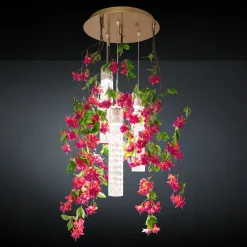Piccolo lampadario rotondo a cascata Flower Power Pink