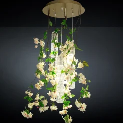 Piccolo lampadario rotondo a cascata Flower Power White