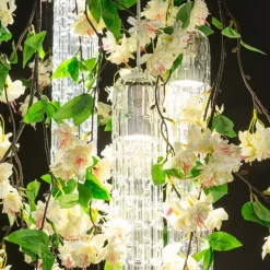Piccolo lampadario rotondo a cascata Flower Power White