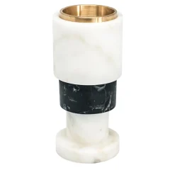 Piccolo portacandele in marmo bianco e nero di Jacopo Simonetti