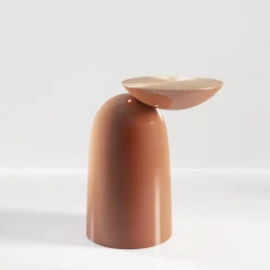 Pingu Orange Wood And Satin Brass Side Table