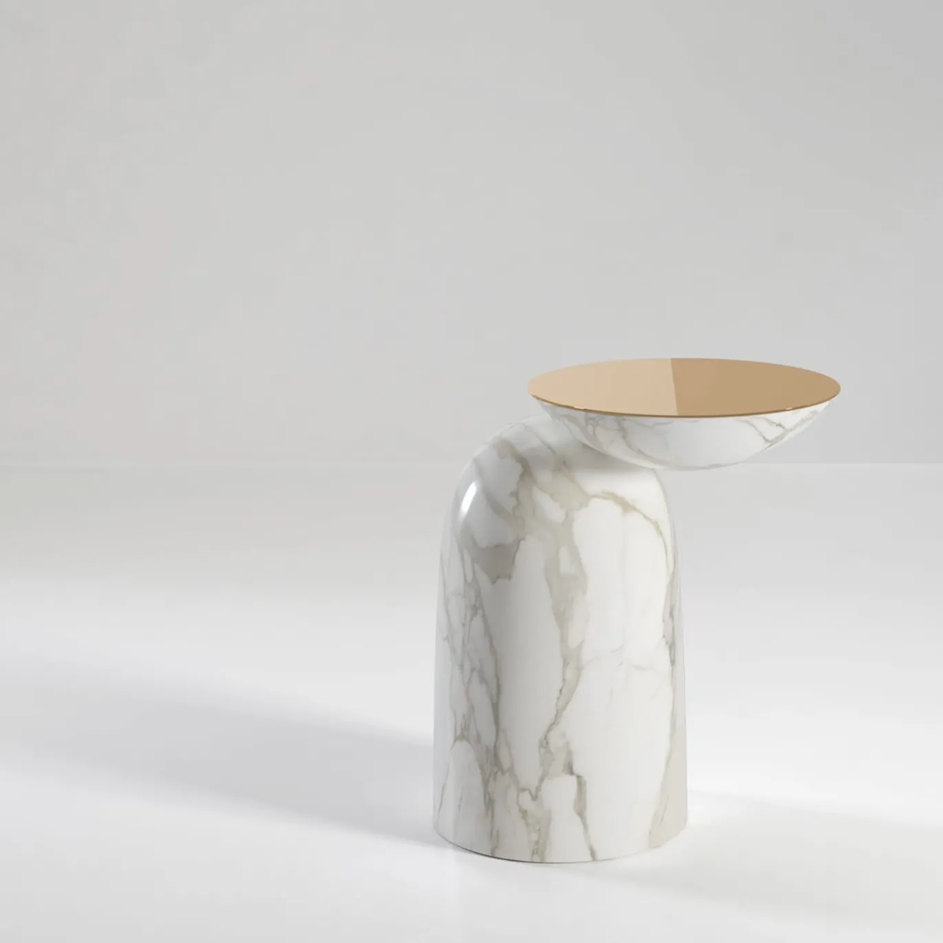 Pingu X Calacatta Marble And Polished Brass Side Table