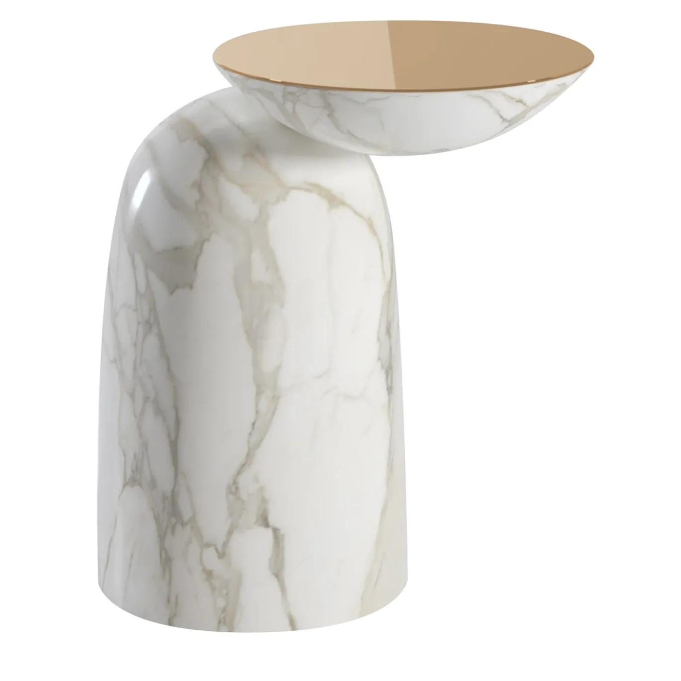 Pingu X Calacatta Marble And Polished Brass Side Table