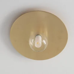 Plafoniera Circolare Dishy in Ottone con Finitura Dorata