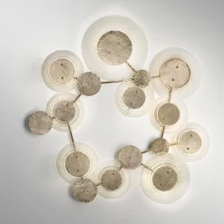 Plafoniera In Metallo Martellato Con Cristalli A 10 Luci