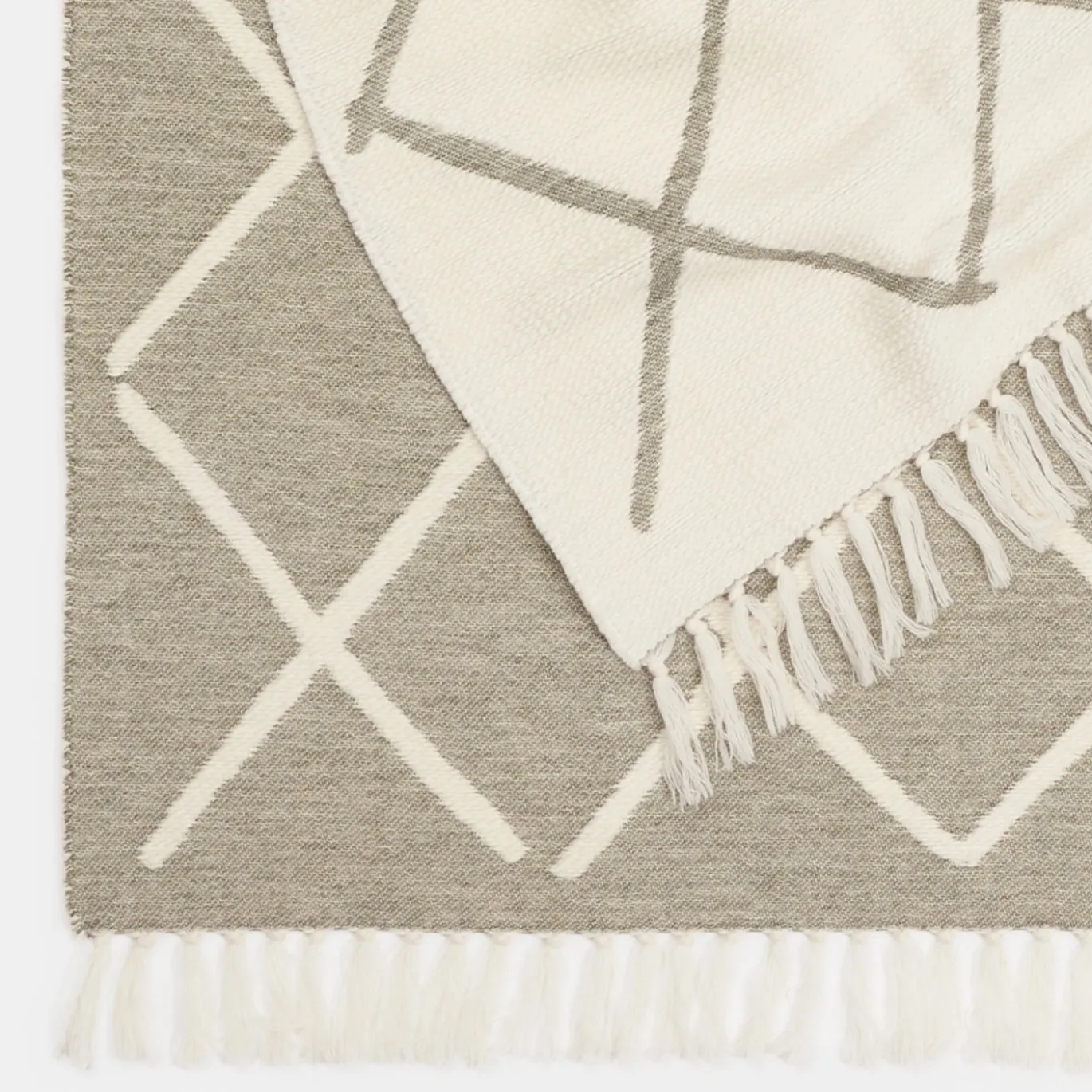 Plaid Doucle-Face in Lana Merino Con Motivo Jacquard Verde