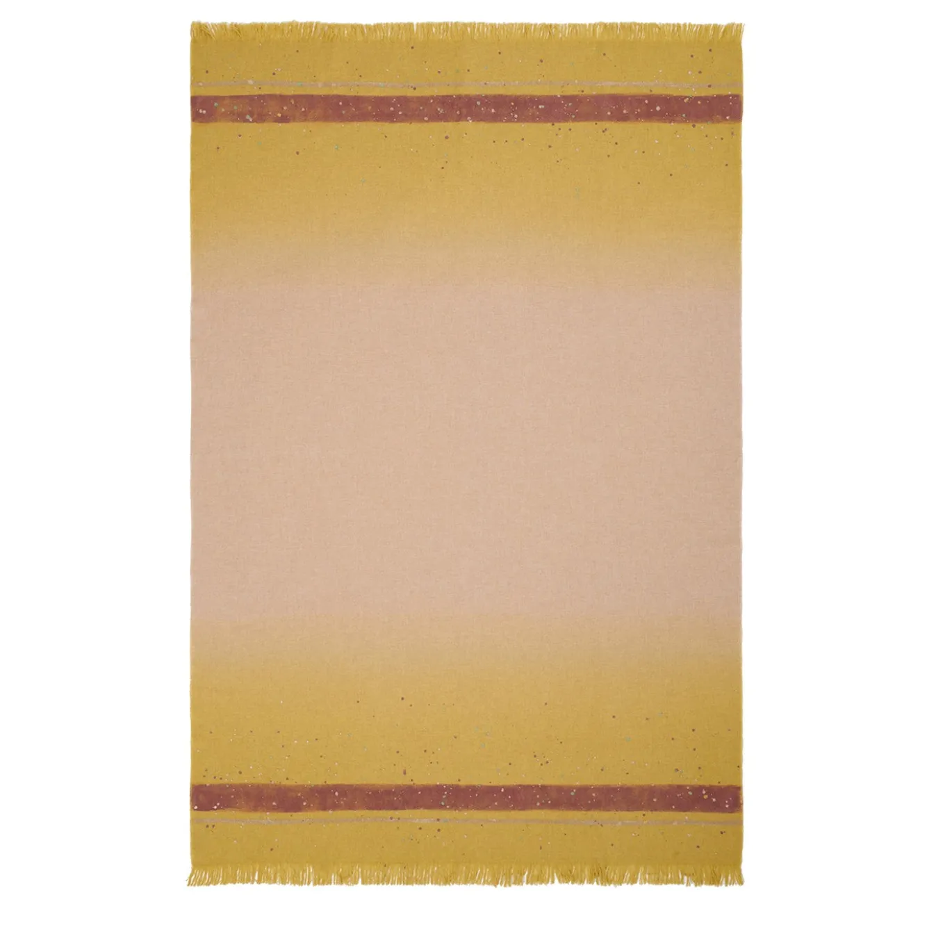 Plaid in lana merino dipinto a mano giallo sfumato