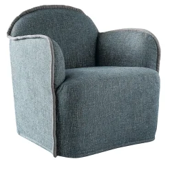 Poltrona Ada in tessuto azzurro e piping di Paola Navone