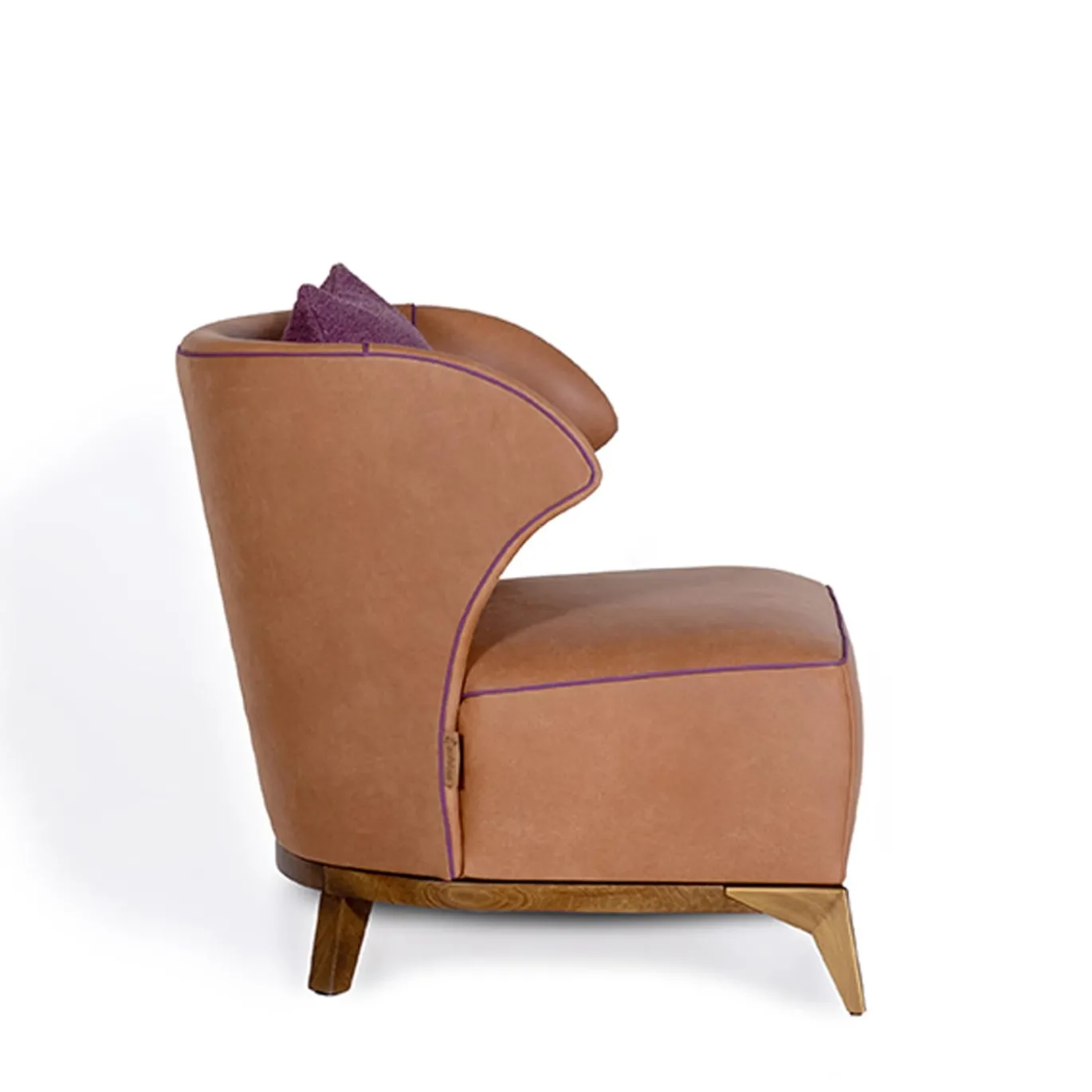 Poltrona Agostina pelle marrone camel