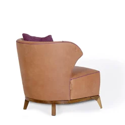 Poltrona Agostina pelle marrone camel