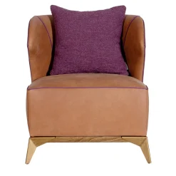Poltrona Agostina pelle marrone camel