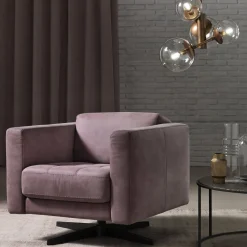 Poltrona Alfa in pelle viola