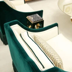 Poltrona Art Déco in velluto verde