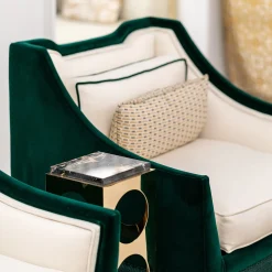 Poltrona Art Déco in velluto verde