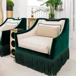 Poltrona Art Déco in velluto verde